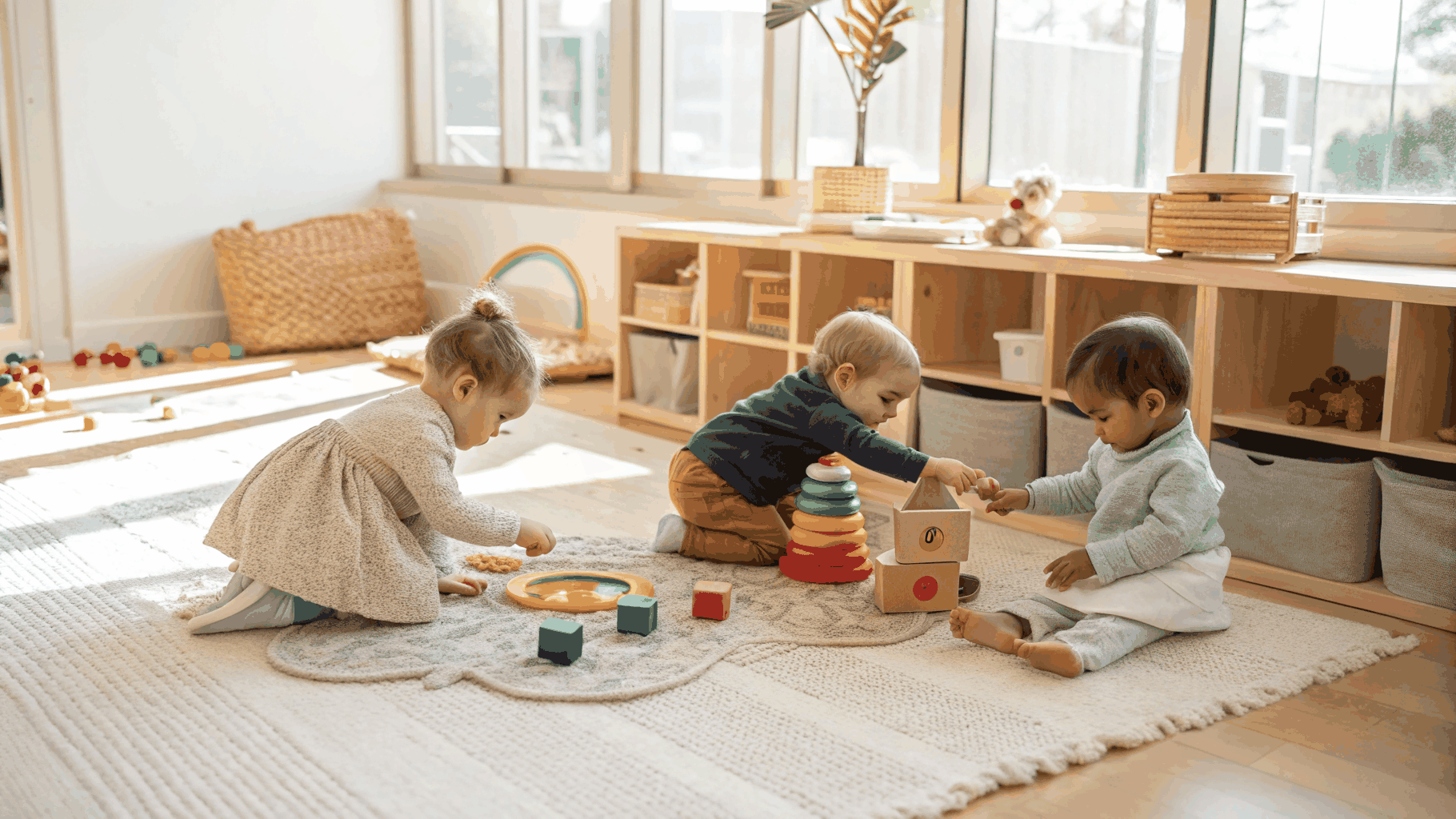 Natural wooden educational interior and serene play area at MINSKID